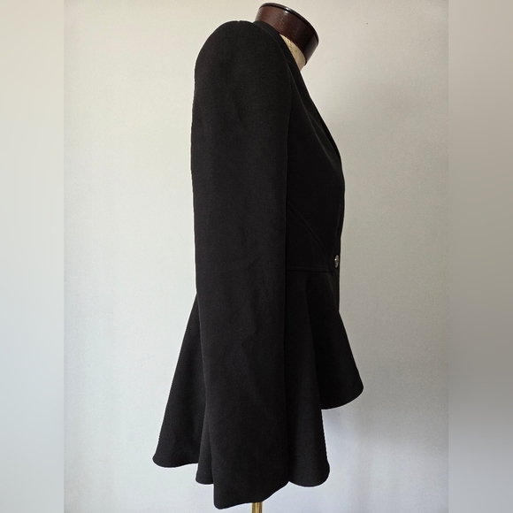 DONNA KARAN Hi Lo Ruffled Bottom Black Peplum Blazer. Size 4 - Picture 5 of 14